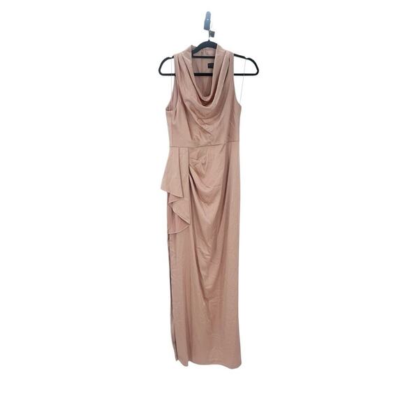 Aidan Mattox Satin Cowl Neck Sleeveless Side Ruffle Gown Maxi Dress Size 8 NWOT - Picture 6 of 14